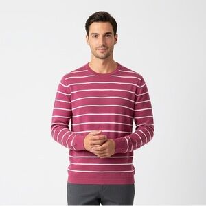 Cesare Attolini Wool Cashmere Silk Striped Crewneck Sweater - Italian 48 US M/L